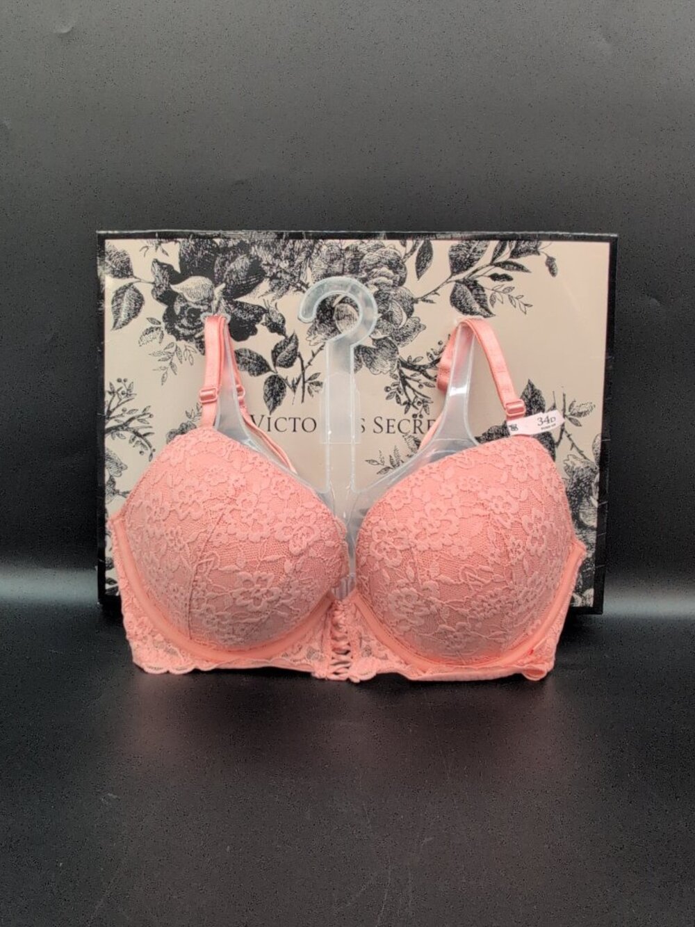 Victoria Secret Sexy Tee Lacie Lace Up Longline Push Up Bra 34D Just Peachy